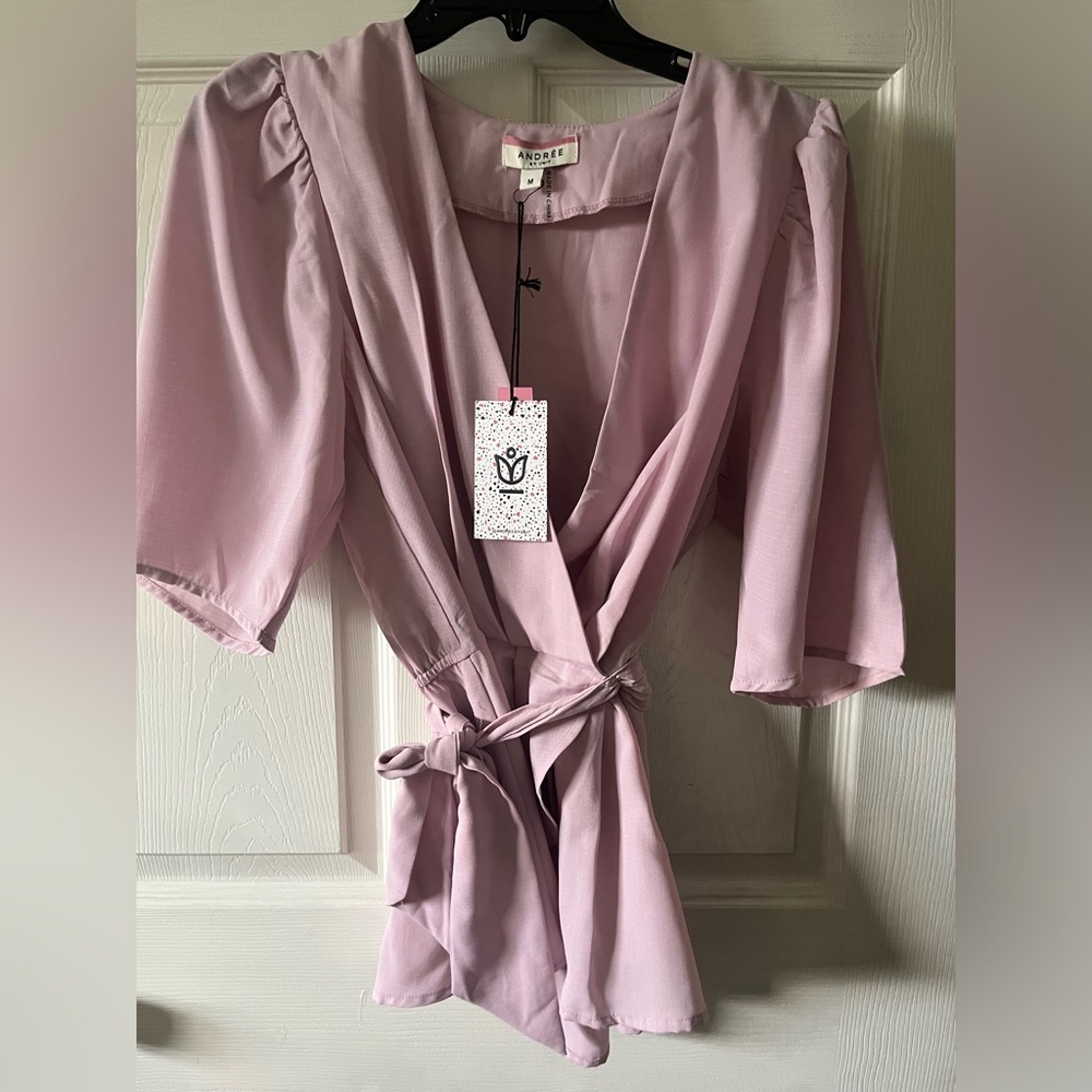 Stylish Andree By Unit half Sleeve Champagne Pink Top Size M